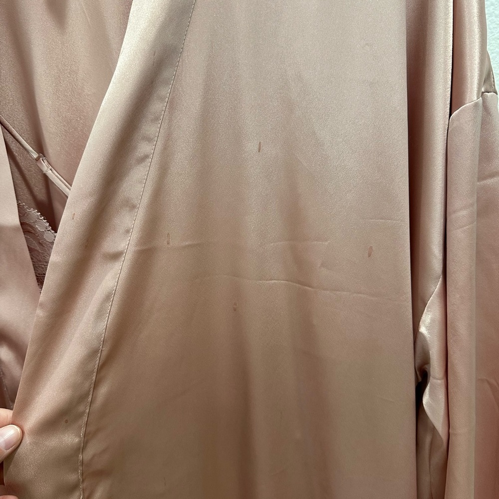 Victoria's Secret Blush Pink XL Satin Robe and Lace Chemise gown slip Set - Picture 11 of 11
